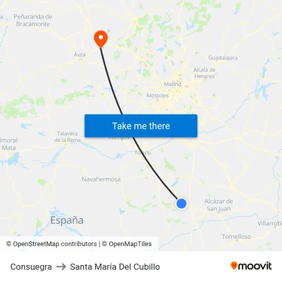 Consuegra to Santa María Del Cubillo map