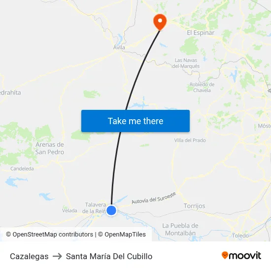 Cazalegas to Santa María Del Cubillo map