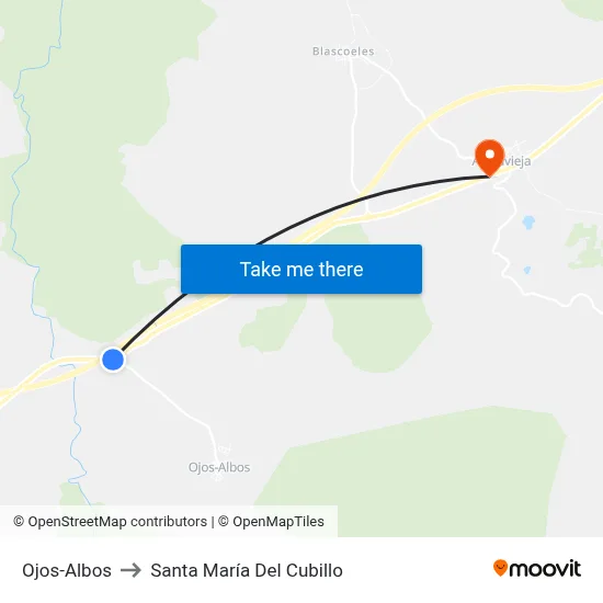 Ojos-Albos to Santa María Del Cubillo map