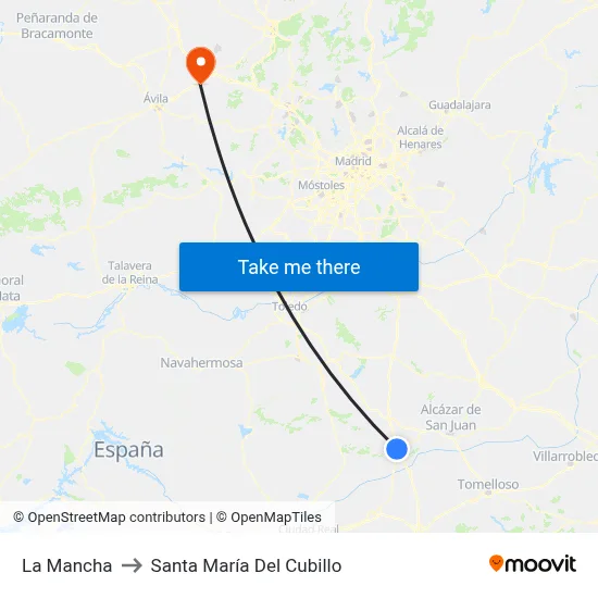 La Mancha to Santa María Del Cubillo map