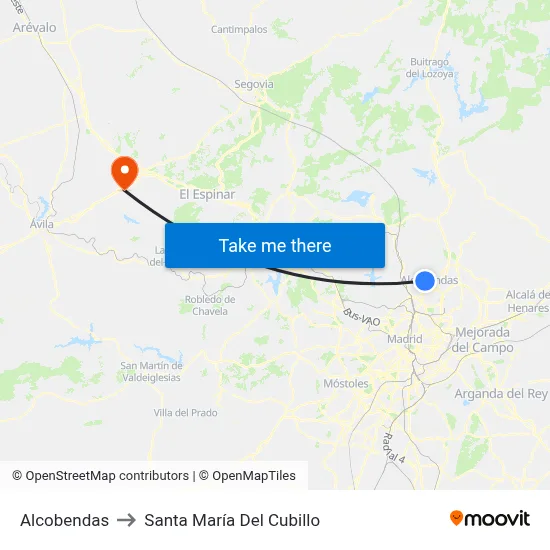 Alcobendas to Santa María Del Cubillo map