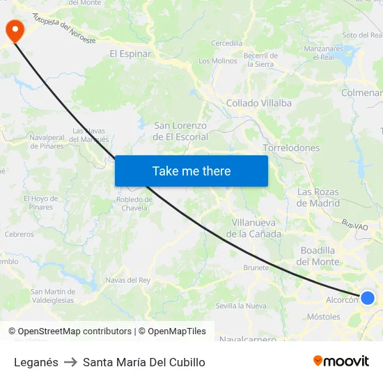 Leganés to Santa María Del Cubillo map