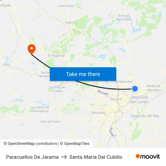 Paracuellos De Jarama to Santa María Del Cubillo map