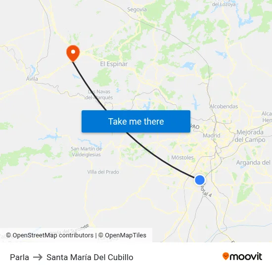Parla to Santa María Del Cubillo map
