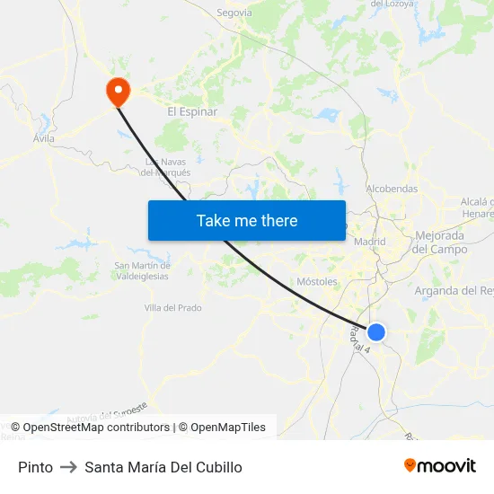 Pinto to Santa María Del Cubillo map