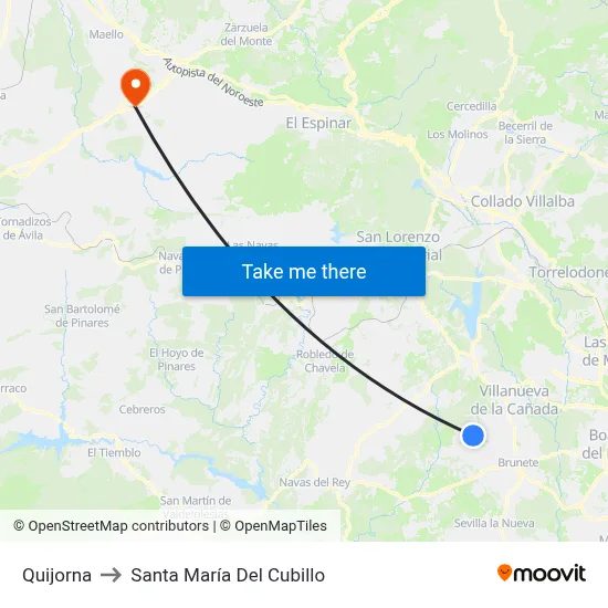 Quijorna to Santa María Del Cubillo map