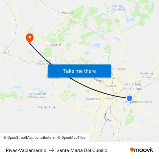 Rivas-Vaciamadrid to Santa María Del Cubillo map