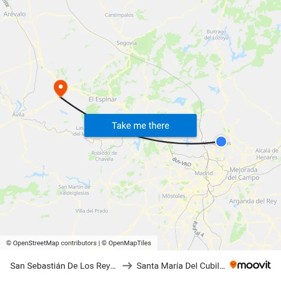 San Sebastián De Los Reyes to Santa María Del Cubillo map