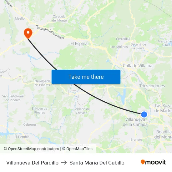 Villanueva Del Pardillo to Santa María Del Cubillo map