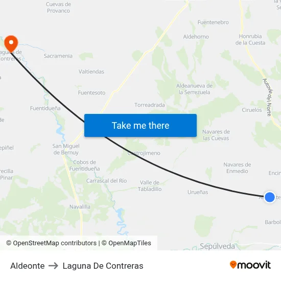 Aldeonte to Laguna De Contreras map