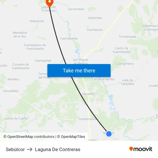 Sebúlcor to Laguna De Contreras map