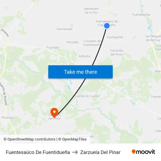 Fuentesaúco De Fuentidueña to Zarzuela Del Pinar map