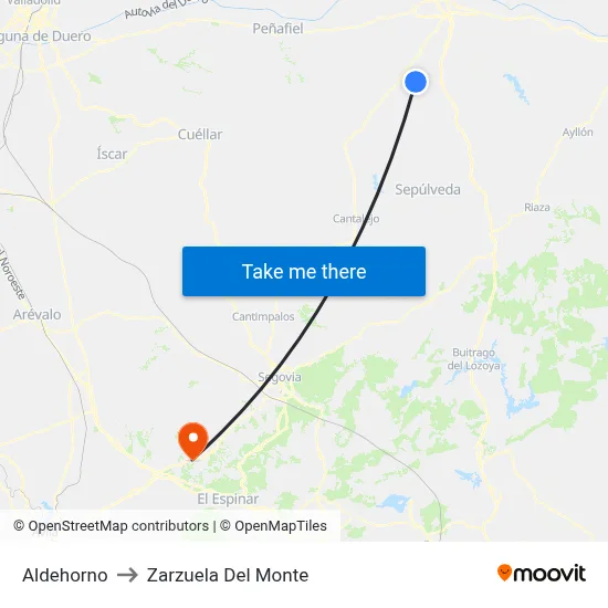 Aldehorno to Zarzuela Del Monte map