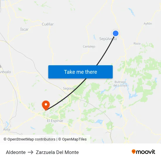 Aldeonte to Zarzuela Del Monte map