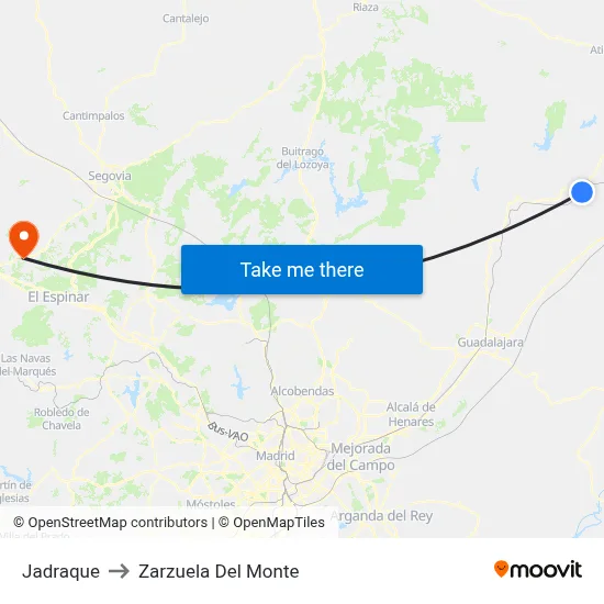 Jadraque to Zarzuela Del Monte map