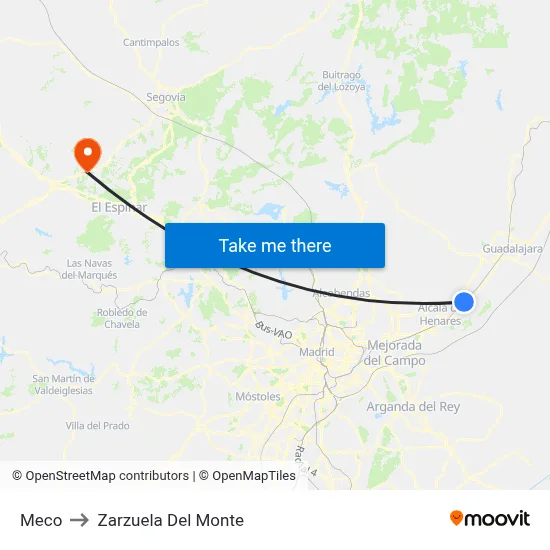Meco to Zarzuela Del Monte map