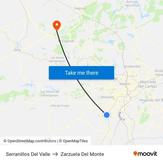 Serranillos Del Valle to Zarzuela Del Monte map