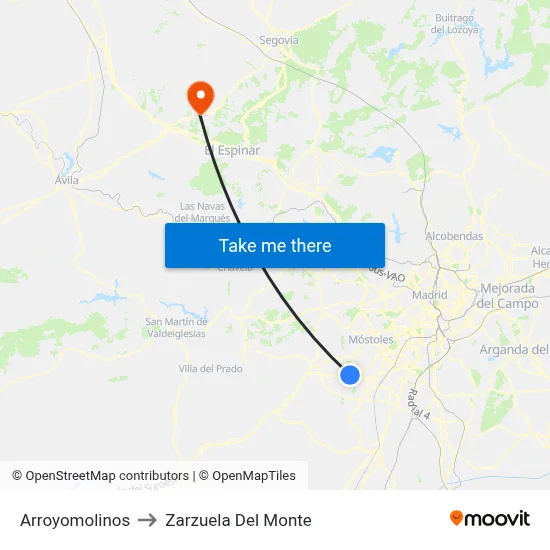 Arroyomolinos to Zarzuela Del Monte map