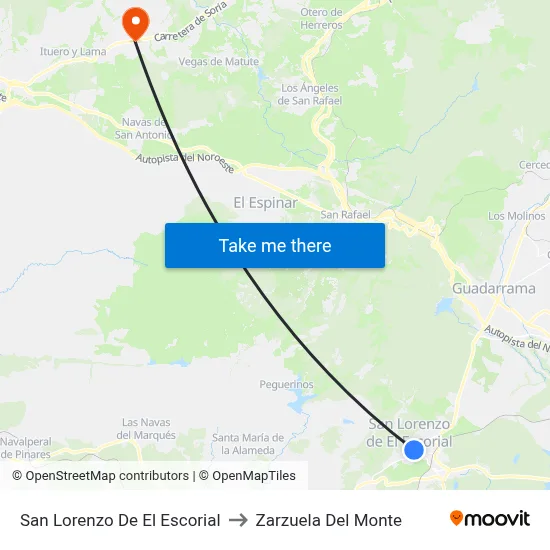 San Lorenzo De El Escorial to Zarzuela Del Monte map