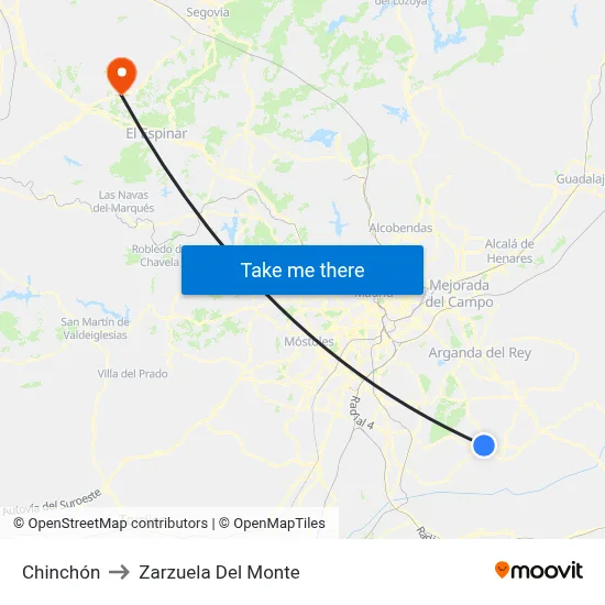Chinchón to Zarzuela Del Monte map