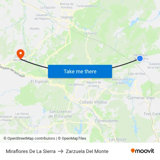 Miraflores De La Sierra to Zarzuela Del Monte map