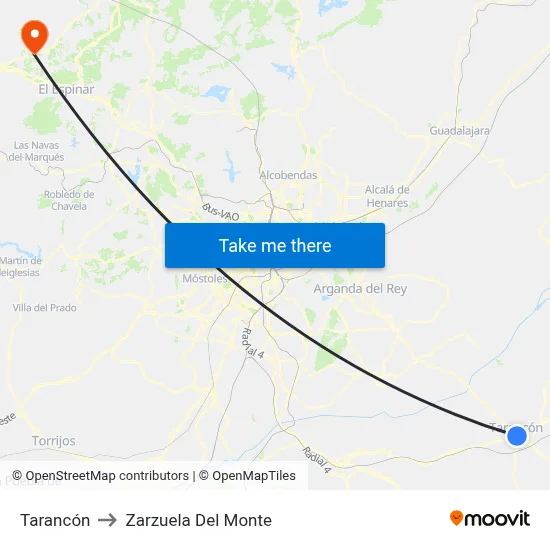 Tarancón to Zarzuela Del Monte map