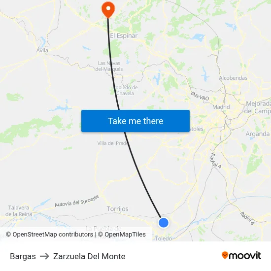 Bargas to Zarzuela Del Monte map