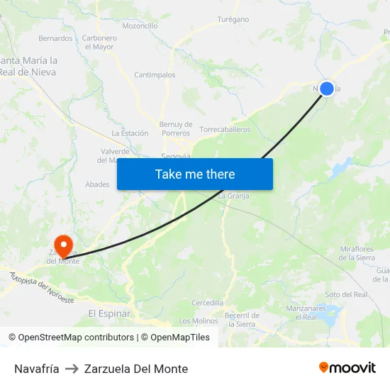 Navafría to Zarzuela Del Monte map