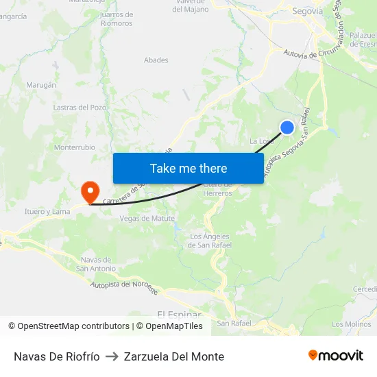 Navas De Riofrío to Zarzuela Del Monte map