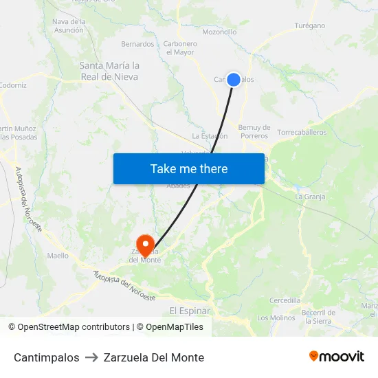 Cantimpalos to Zarzuela Del Monte map