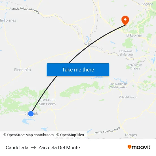 Candeleda to Zarzuela Del Monte map