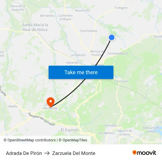 Adrada De Pirón to Zarzuela Del Monte map