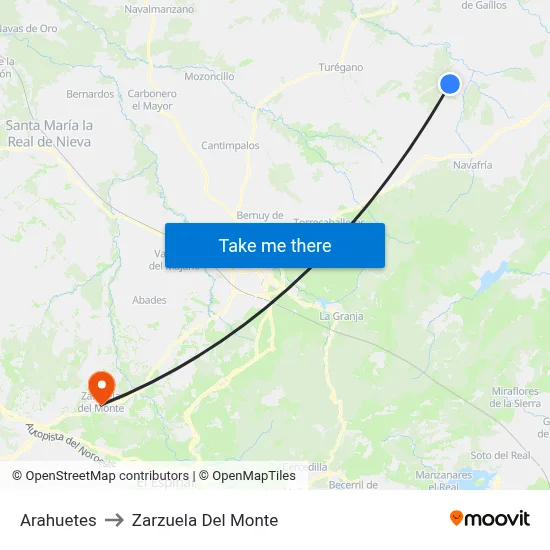 Arahuetes to Zarzuela Del Monte map