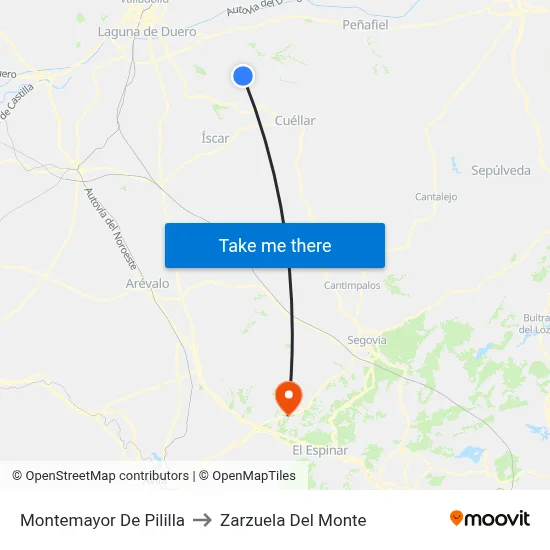 Montemayor De Pililla to Zarzuela Del Monte map