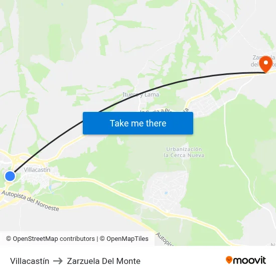 Villacastín to Zarzuela Del Monte map