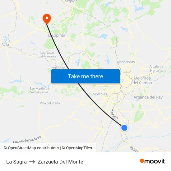 La Sagra to Zarzuela Del Monte map