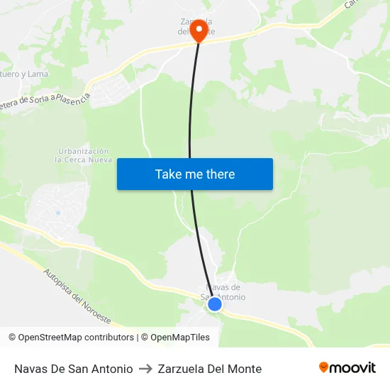 Navas De San Antonio to Zarzuela Del Monte map