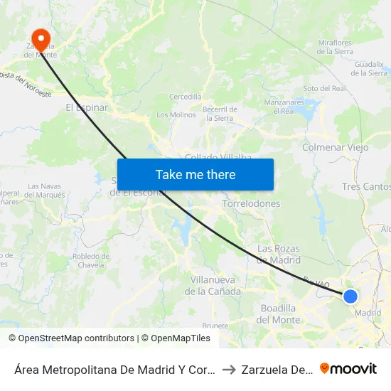 Área Metropolitana De Madrid Y Corredor Del Henares to Zarzuela Del Monte map