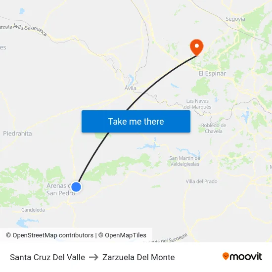 Santa Cruz Del Valle to Zarzuela Del Monte map