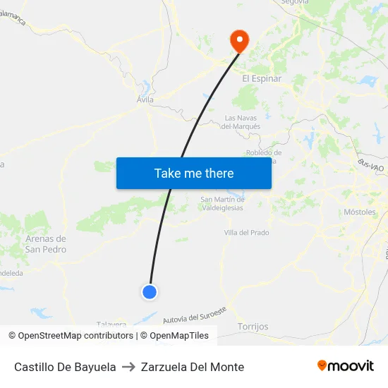 Castillo De Bayuela to Zarzuela Del Monte map