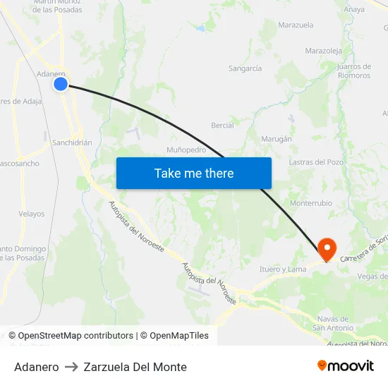 Adanero to Zarzuela Del Monte map