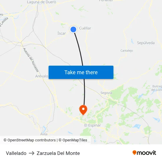 Vallelado to Zarzuela Del Monte map