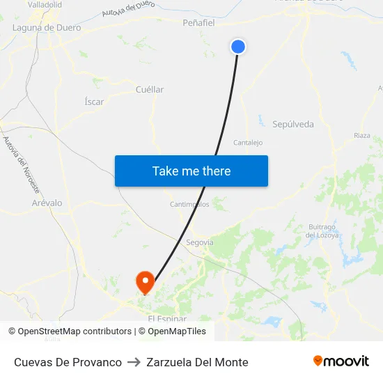Cuevas De Provanco to Zarzuela Del Monte map