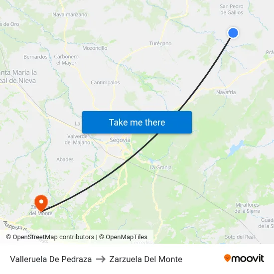 Valleruela De Pedraza to Zarzuela Del Monte map
