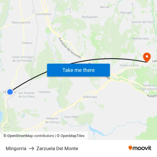 Mingorría to Zarzuela Del Monte map