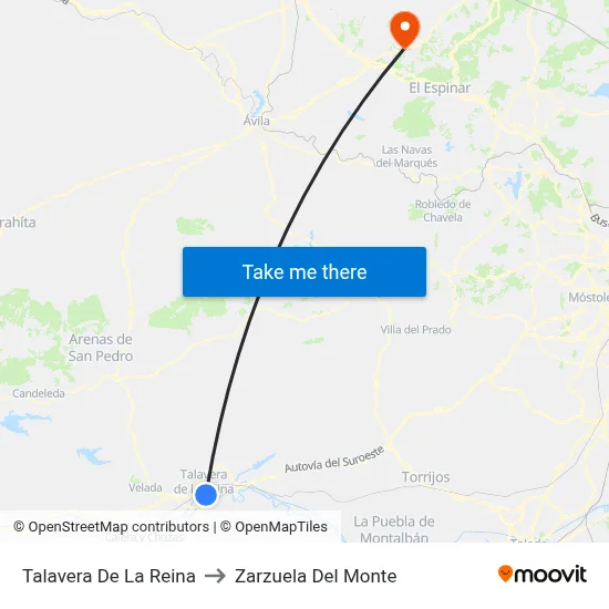 Talavera De La Reina to Zarzuela Del Monte map