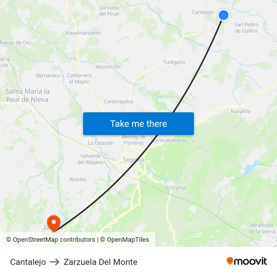 Cantalejo to Zarzuela Del Monte map