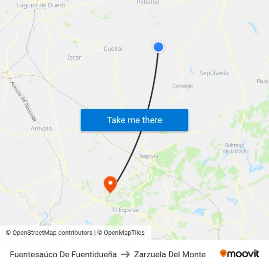Fuentesaúco De Fuentidueña to Zarzuela Del Monte map