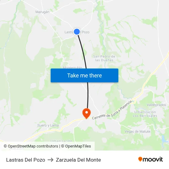 Lastras Del Pozo to Zarzuela Del Monte map