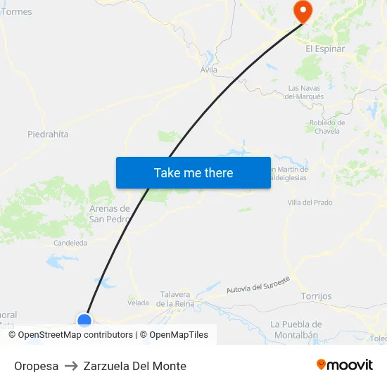 Oropesa to Zarzuela Del Monte map